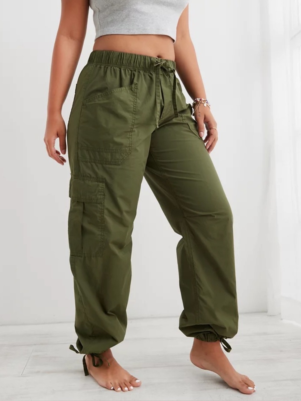 BNWT Aerie Green Flame Avenue Baggy Cargo Pant XL Streetwear Skater Indie Viral